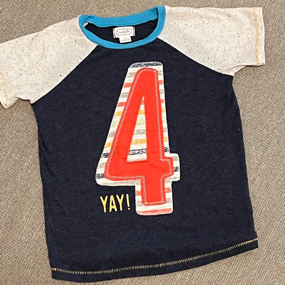 Mud Pie 4th birthday shirt, 4T